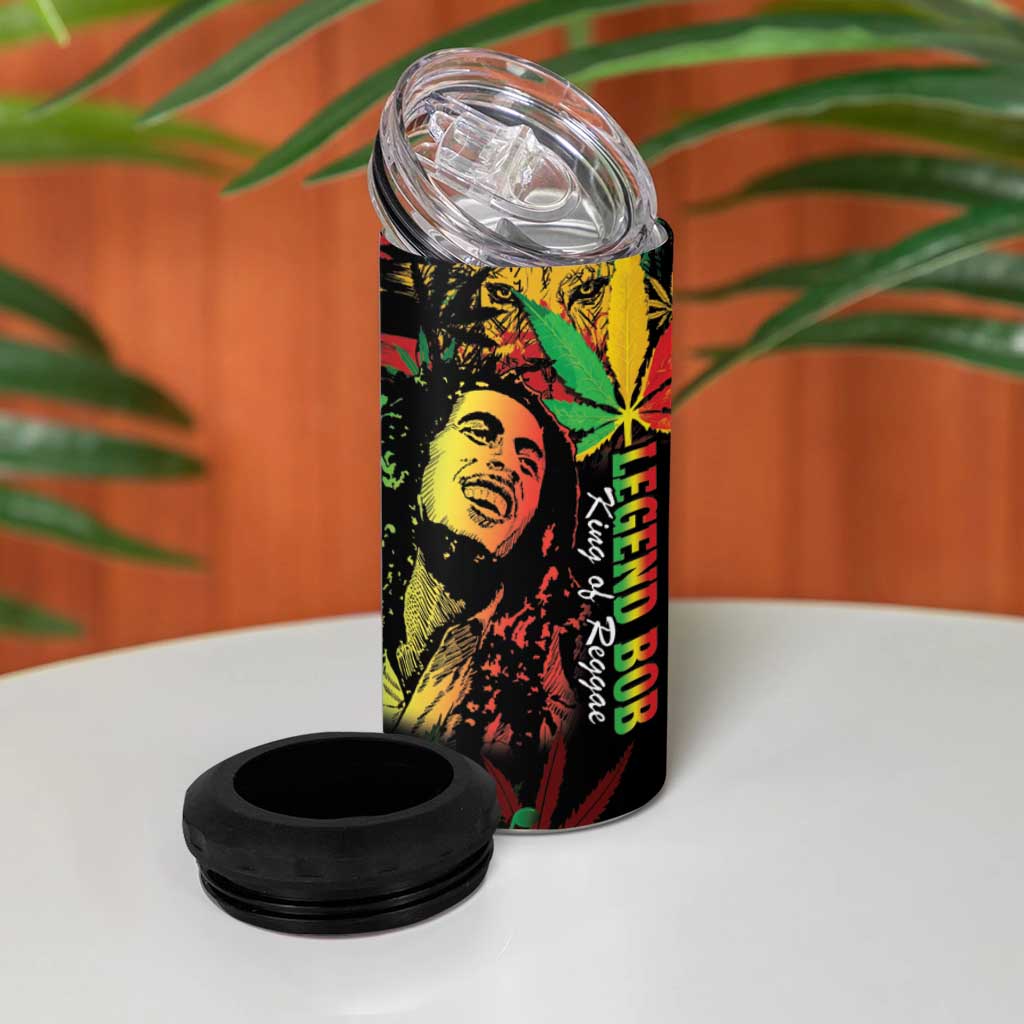 King Of Reggae Legend Bob 4 in 1 Can Cooler Tumbler Rasta Cannabis - African Pride
