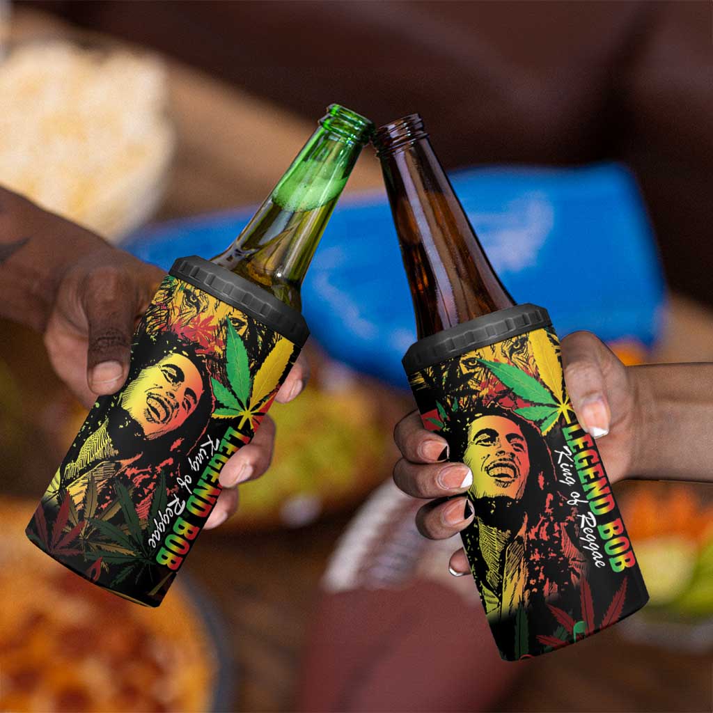 King Of Reggae Legend Bob 4 in 1 Can Cooler Tumbler Rasta Cannabis - African Pride