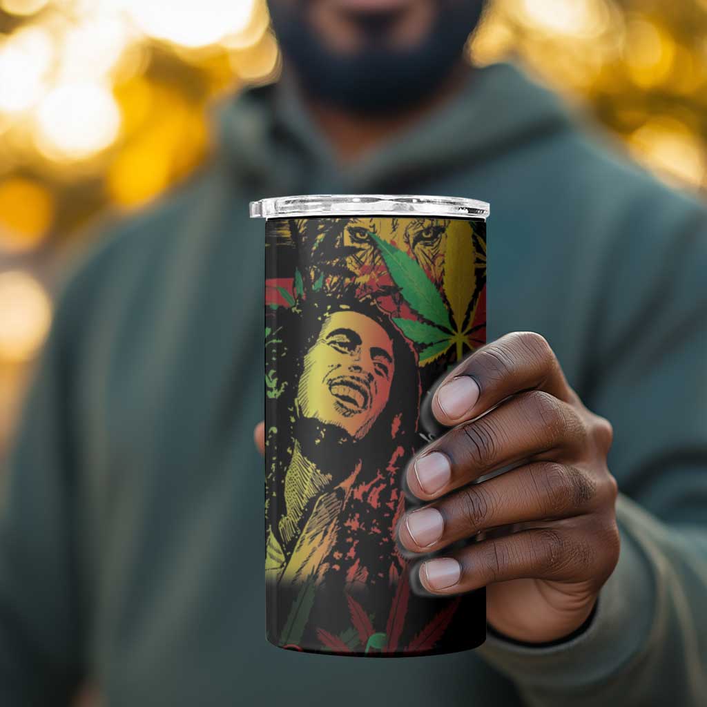 King Of Reggae Legend Bob 4 in 1 Can Cooler Tumbler Rasta Cannabis - African Pride