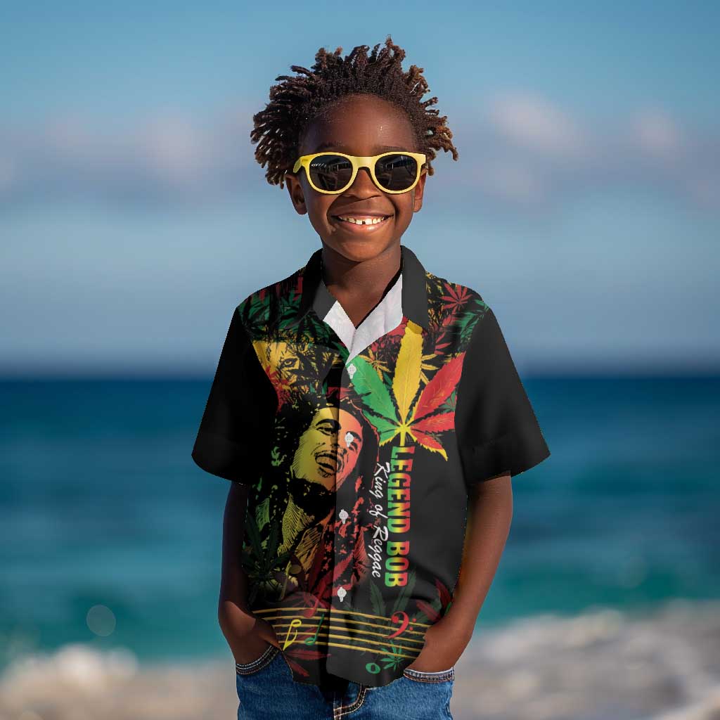King Of Reggae Legend Bob Kid Hawaiian Shirt Rasta Cannabis - African Pride