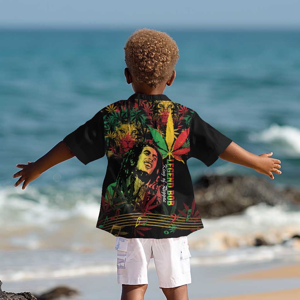 King Of Reggae Legend Bob Kid Hawaiian Shirt Rasta Cannabis - African Pride