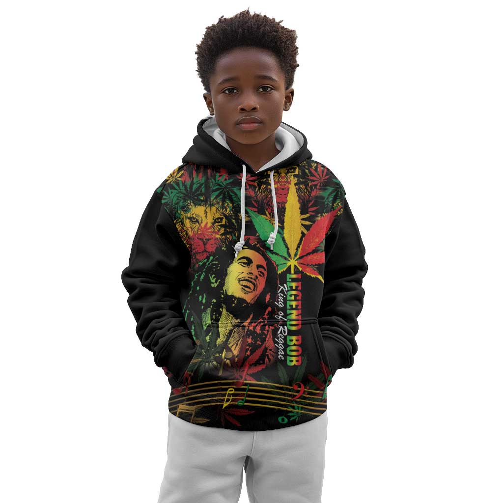 King Of Reggae Legend Bob Kid Hoodie Rasta Cannabis - African Pride