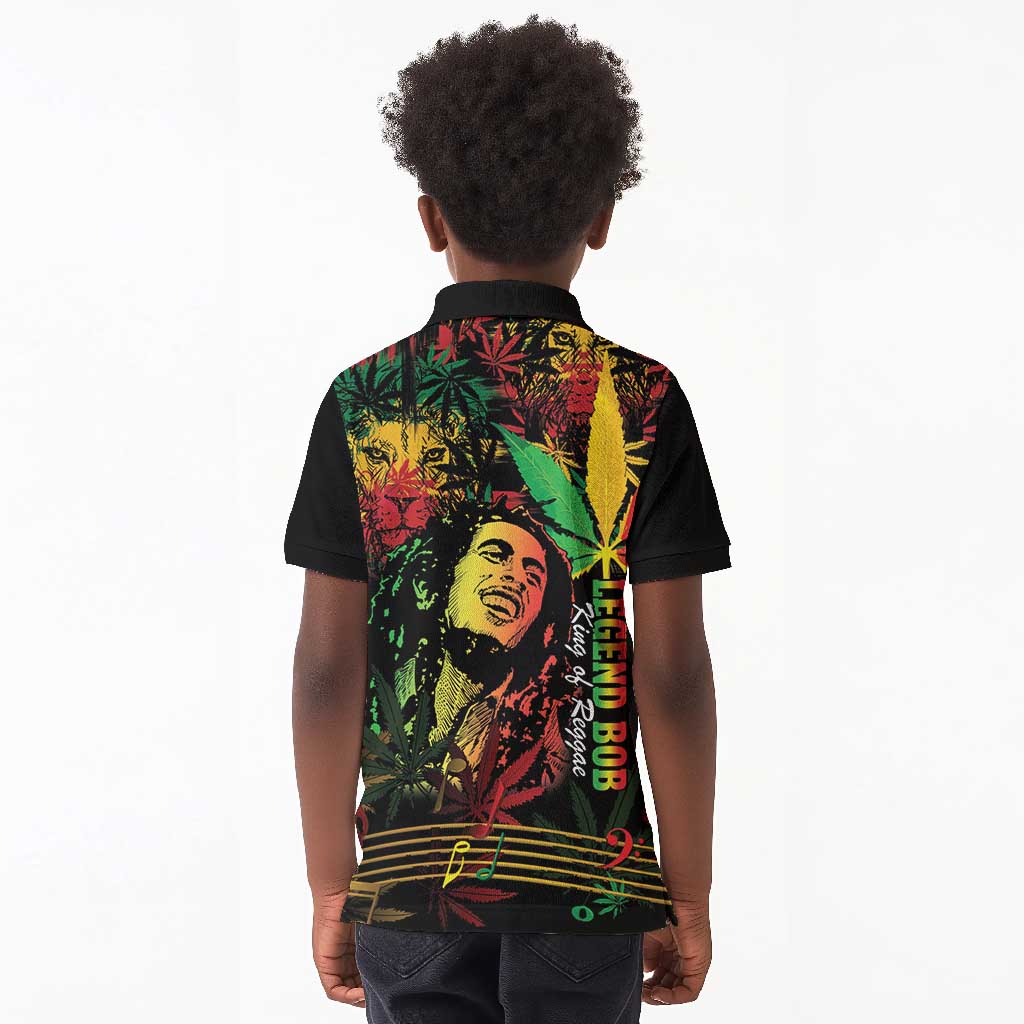 King Of Reggae Legend Bob Kid Polo Shirt Rasta Cannabis - African Pride