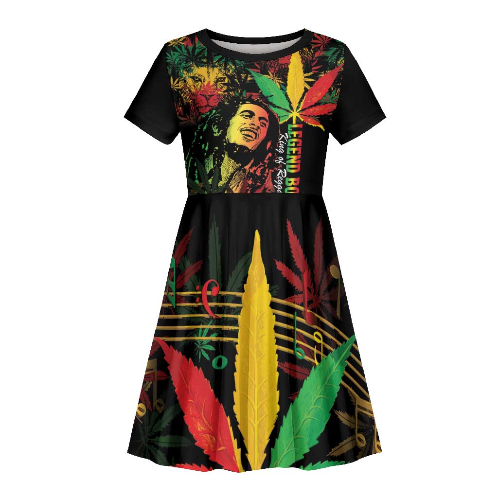 King Of Reggae Legend Bob Kid Short Sleeve Dress Rasta Cannabis - African Pride