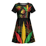 King Of Reggae Legend Bob Kid Short Sleeve Dress Rasta Cannabis - African Pride