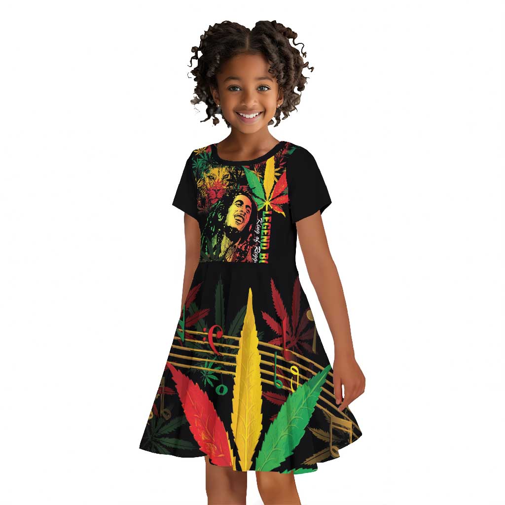 King Of Reggae Legend Bob Kid Short Sleeve Dress Rasta Cannabis - African Pride