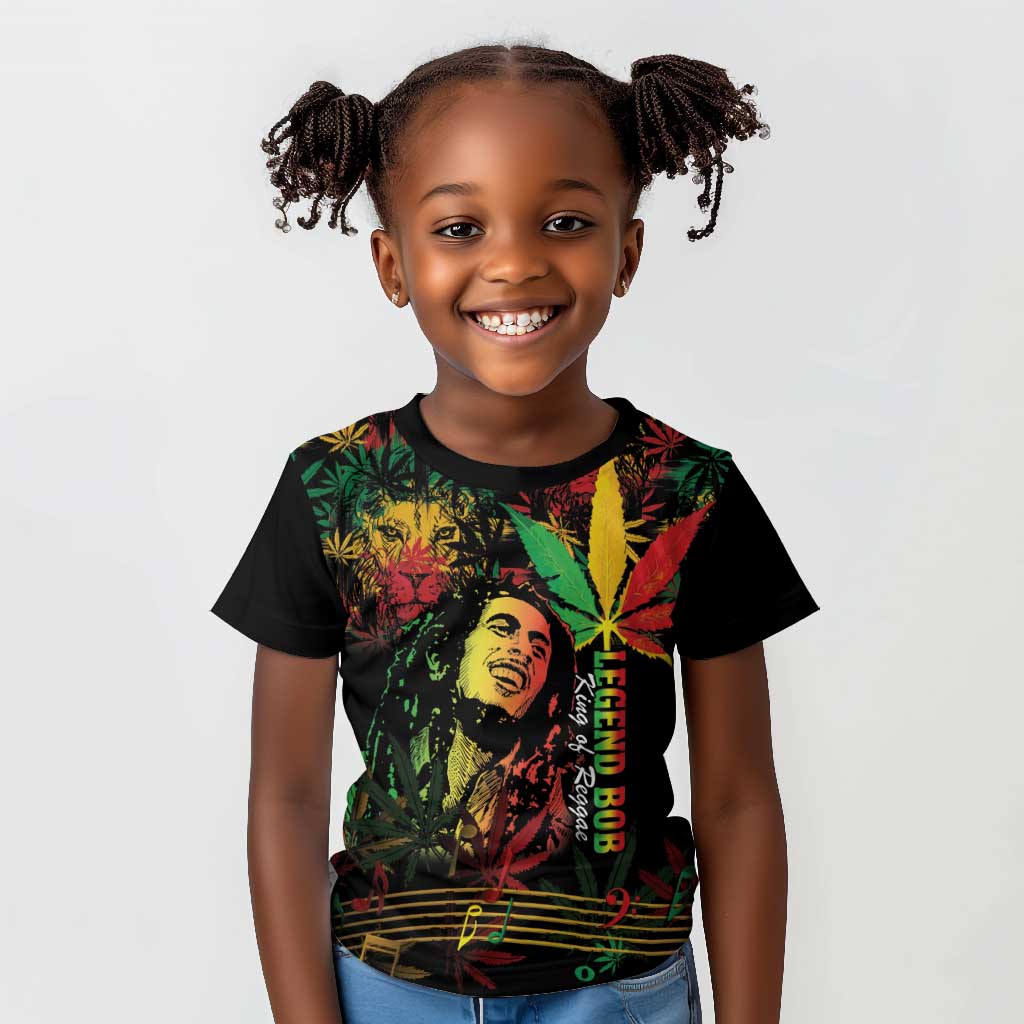 King Of Reggae Legend Bob Kid T shirt Rasta Cannabis - African Pride