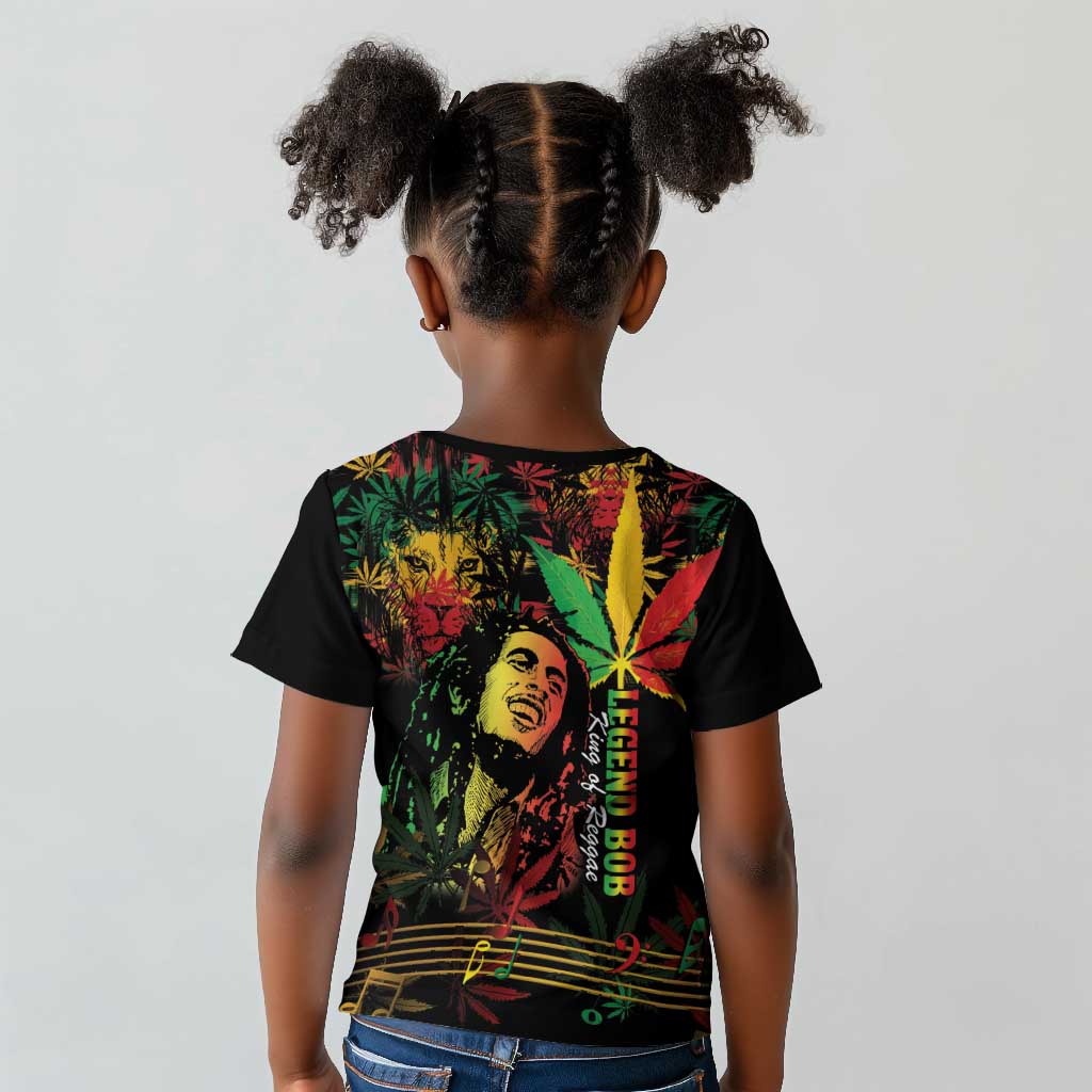King Of Reggae Legend Bob Kid T shirt Rasta Cannabis - African Pride