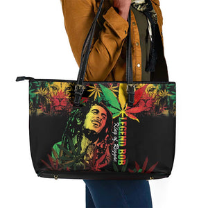 King Of Reggae Legend Bob Leather Tote Bag Rasta Cannabis - African Pride
