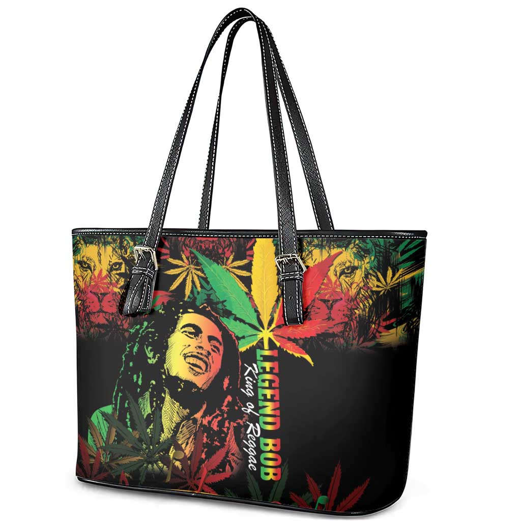 King Of Reggae Legend Bob Leather Tote Bag Rasta Cannabis - African Pride
