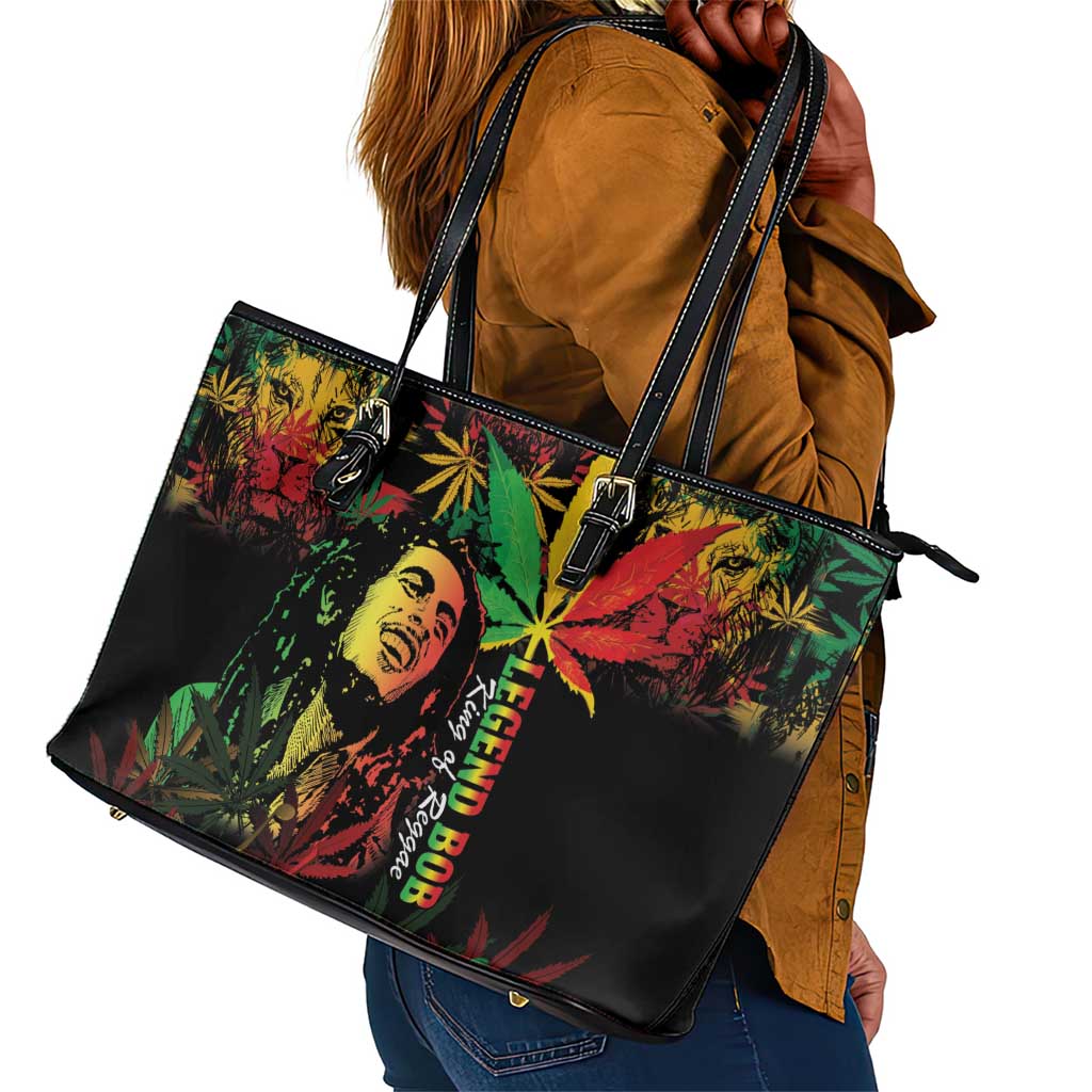 King Of Reggae Legend Bob Leather Tote Bag Rasta Cannabis - African Pride
