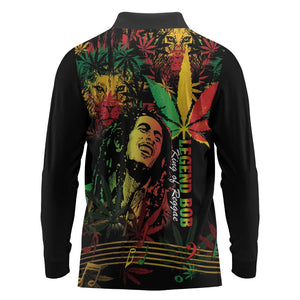 King Of Reggae Legend Bob Long Sleeve Polo Shirt Rasta Cannabis - African Pride