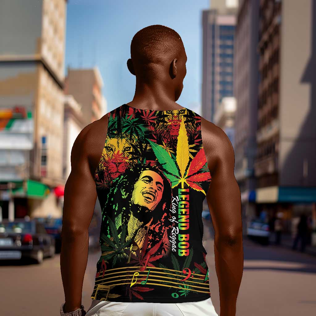 King Of Reggae Legend Bob Men Tank Top Rasta Cannabis - African Pride