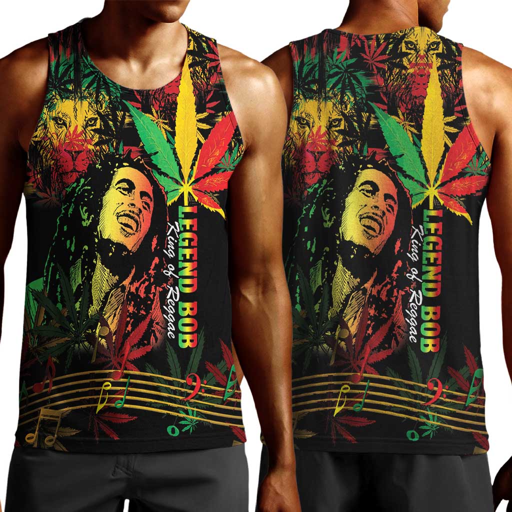 King Of Reggae Legend Bob Men Tank Top Rasta Cannabis - African Pride