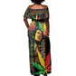 King Of Reggae Legend Bob Off Shoulder Maxi Dress Rasta Cannabis - African Pride