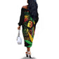 King Of Reggae Legend Bob Off The Shoulder Long Sleeve Dress Rasta Cannabis - African Pride
