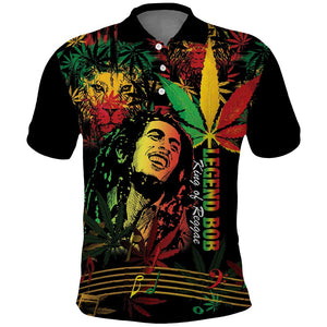 King Of Reggae Legend Bob Polo Shirt Rasta Cannabis - African Pride