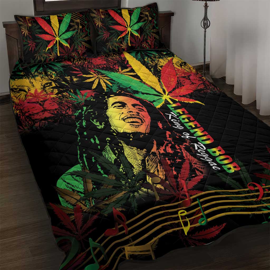 King Of Reggae Legend Bob Quilt Bed Set Rasta Cannabis - African Pride