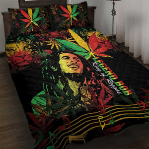 King Of Reggae Legend Bob Quilt Bed Set Rasta Cannabis - African Pride