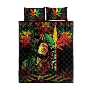King Of Reggae Legend Bob Quilt Bed Set Rasta Cannabis - African Pride