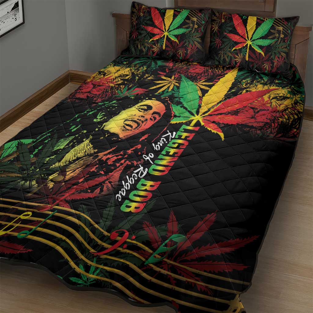 King Of Reggae Legend Bob Quilt Bed Set Rasta Cannabis - African Pride