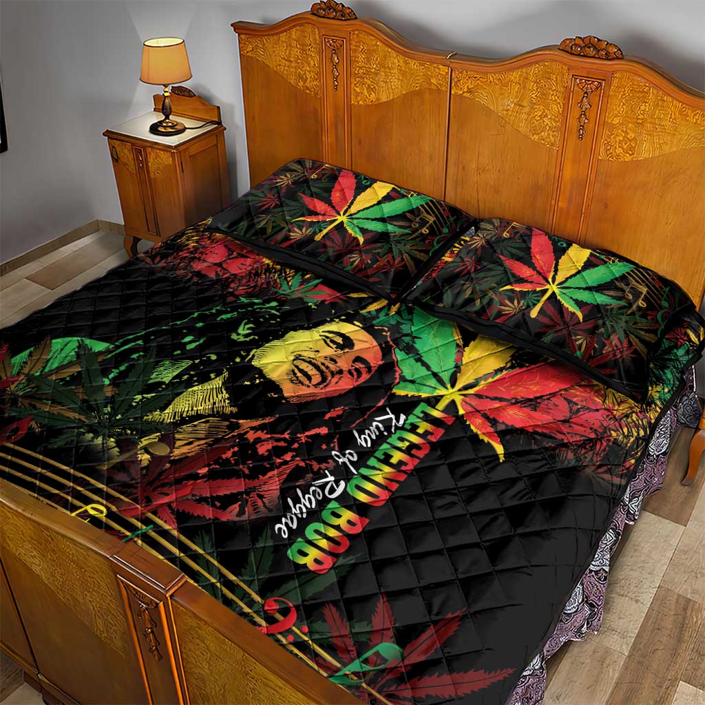 King Of Reggae Legend Bob Quilt Bed Set Rasta Cannabis - African Pride