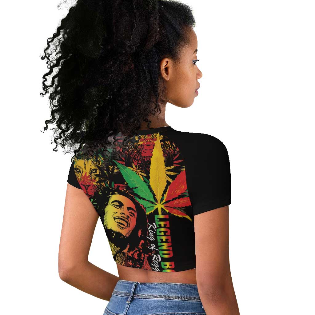 King Of Reggae Legend Bob Raglan Cropped T shirt Rasta Cannabis - African Pride