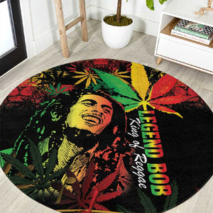King Of Reggae Legend Bob Round Carpet Rasta Cannabis - African Pride
