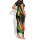 King Of Reggae Legend Bob Short Sleeve Bodycon Dress Rasta Cannabis - African Pride