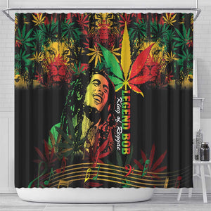 King Of Reggae Legend Bob Shower Curtain Rasta Cannabis - African Pride