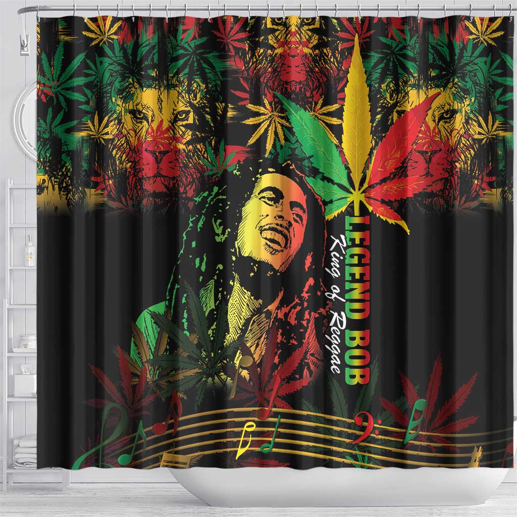 King Of Reggae Legend Bob Shower Curtain Rasta Cannabis - African Pride