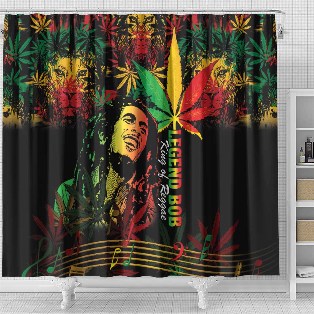 King Of Reggae Legend Bob Shower Curtain Rasta Cannabis - African Pride