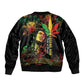King Of Reggae Legend Bob Sleeve Zip Bomber Jacket Rasta Cannabis - African Pride