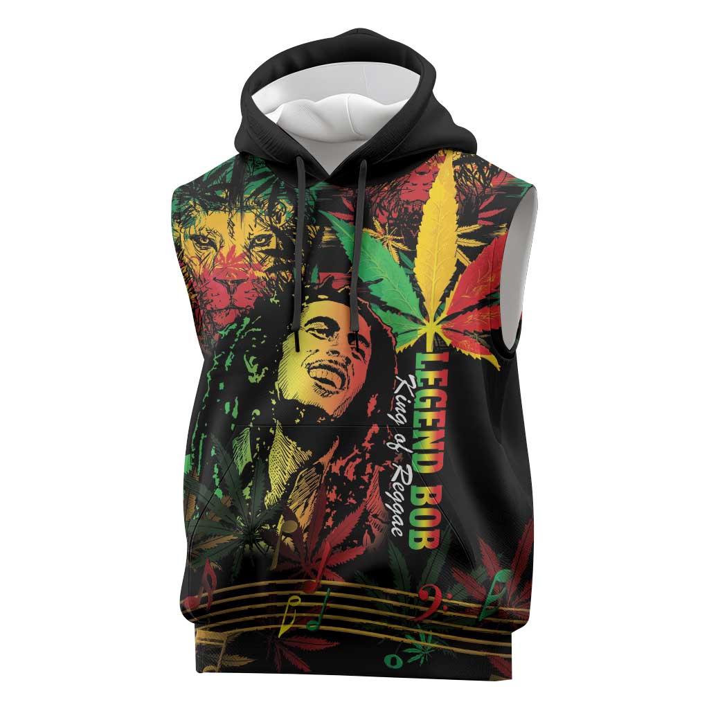 King Of Reggae Legend Bob Sleeveless Hoodie Rasta Cannabis - African Pride