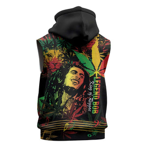 King Of Reggae Legend Bob Sleeveless Hoodie Rasta Cannabis - African Pride