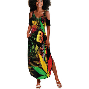 King Of Reggae Legend Bob Summer Maxi Dress Rasta Cannabis - African Pride