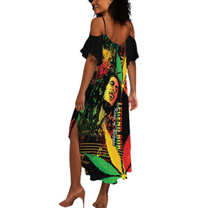 King Of Reggae Legend Bob Summer Maxi Dress Rasta Cannabis - African Pride
