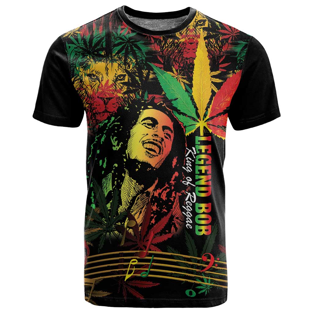 King Of Reggae Legend Bob T shirt Rasta Cannabis - African Pride
