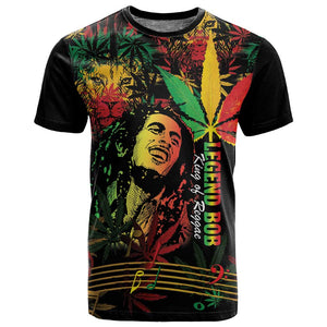 King Of Reggae Legend Bob T shirt Rasta Cannabis - African Pride