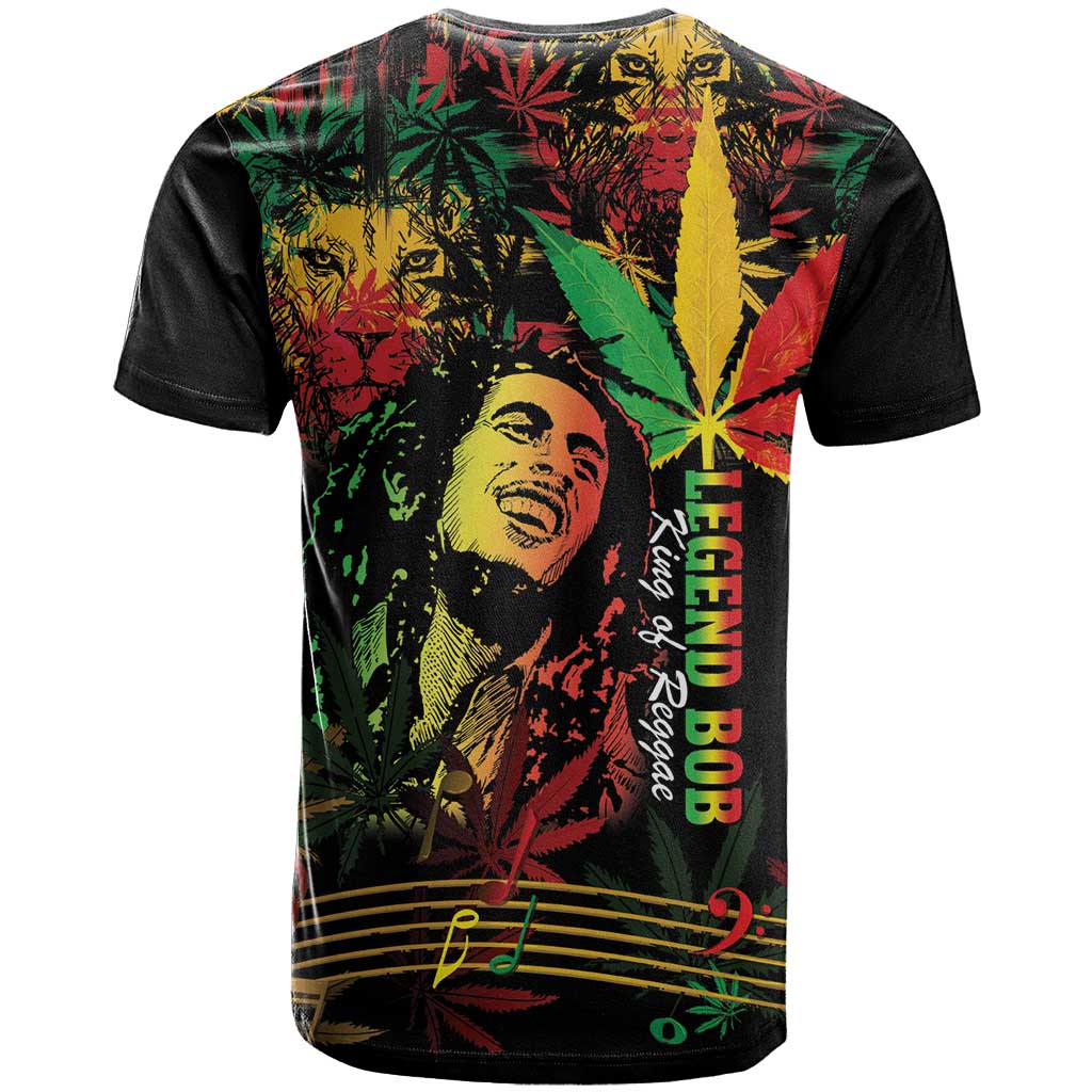 King Of Reggae Legend Bob T shirt Rasta Cannabis - African Pride