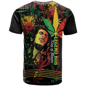 King Of Reggae Legend Bob T shirt Rasta Cannabis - African Pride