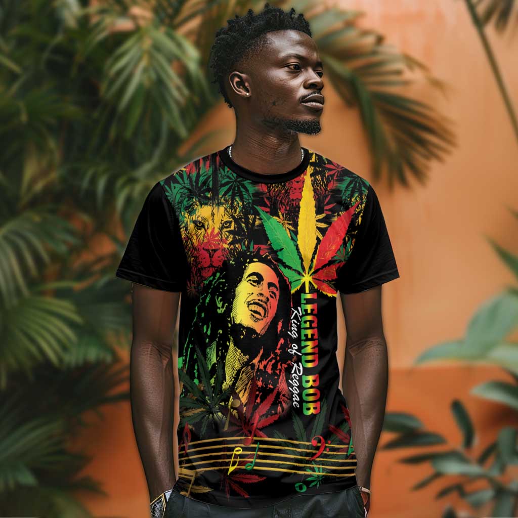 King Of Reggae Legend Bob T shirt Rasta Cannabis - African Pride