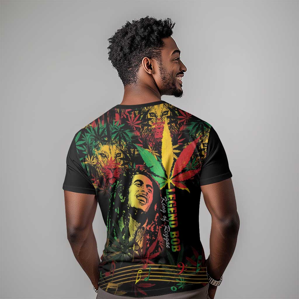 King Of Reggae Legend Bob T shirt Rasta Cannabis - African Pride