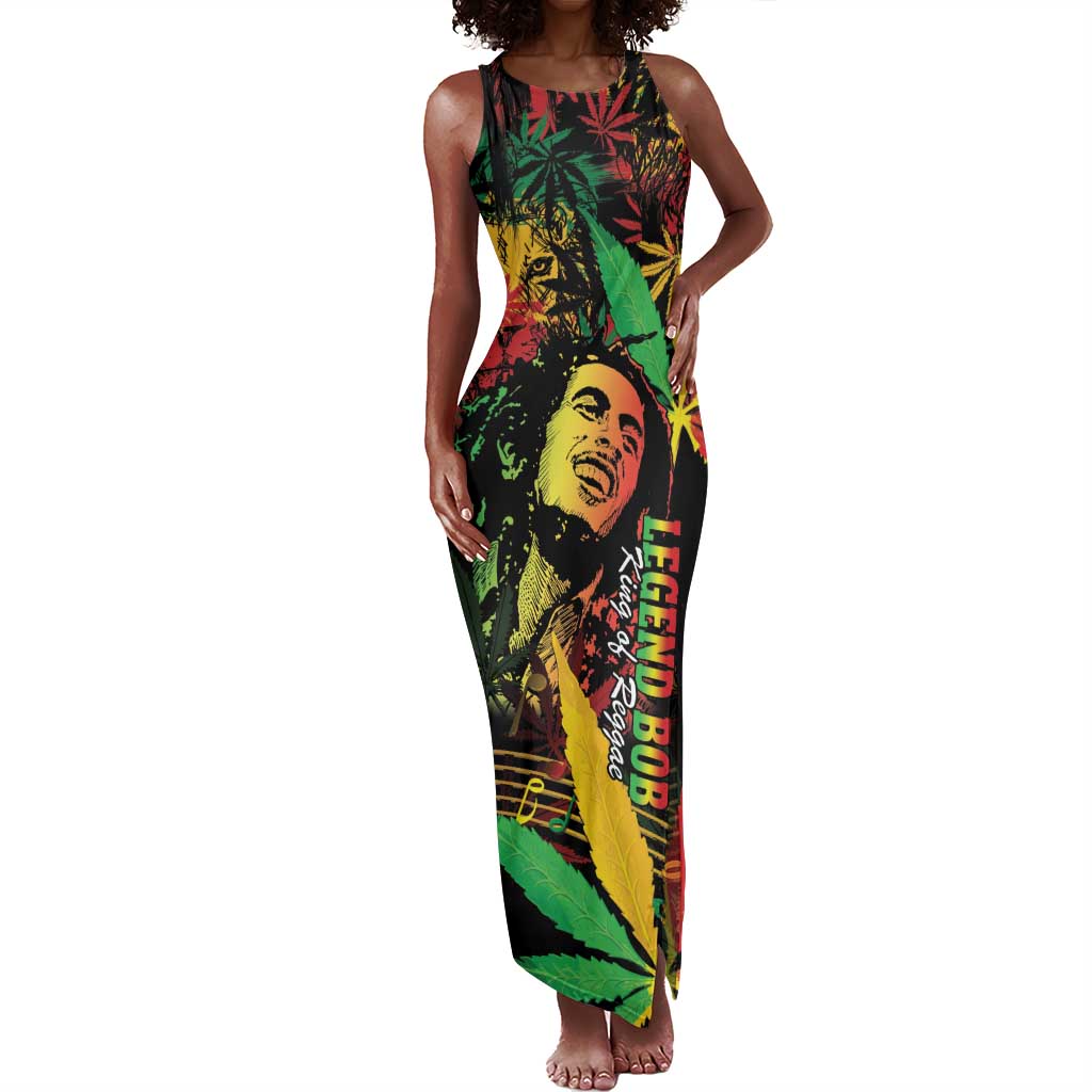 King Of Reggae Legend Bob Tank Maxi Dress Rasta Cannabis - African Pride