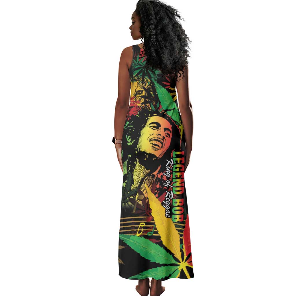 King Of Reggae Legend Bob Tank Maxi Dress Rasta Cannabis - African Pride