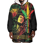 King Of Reggae Legend Bob Wearable Blanket Hoodie Rasta Cannabis - African Pride