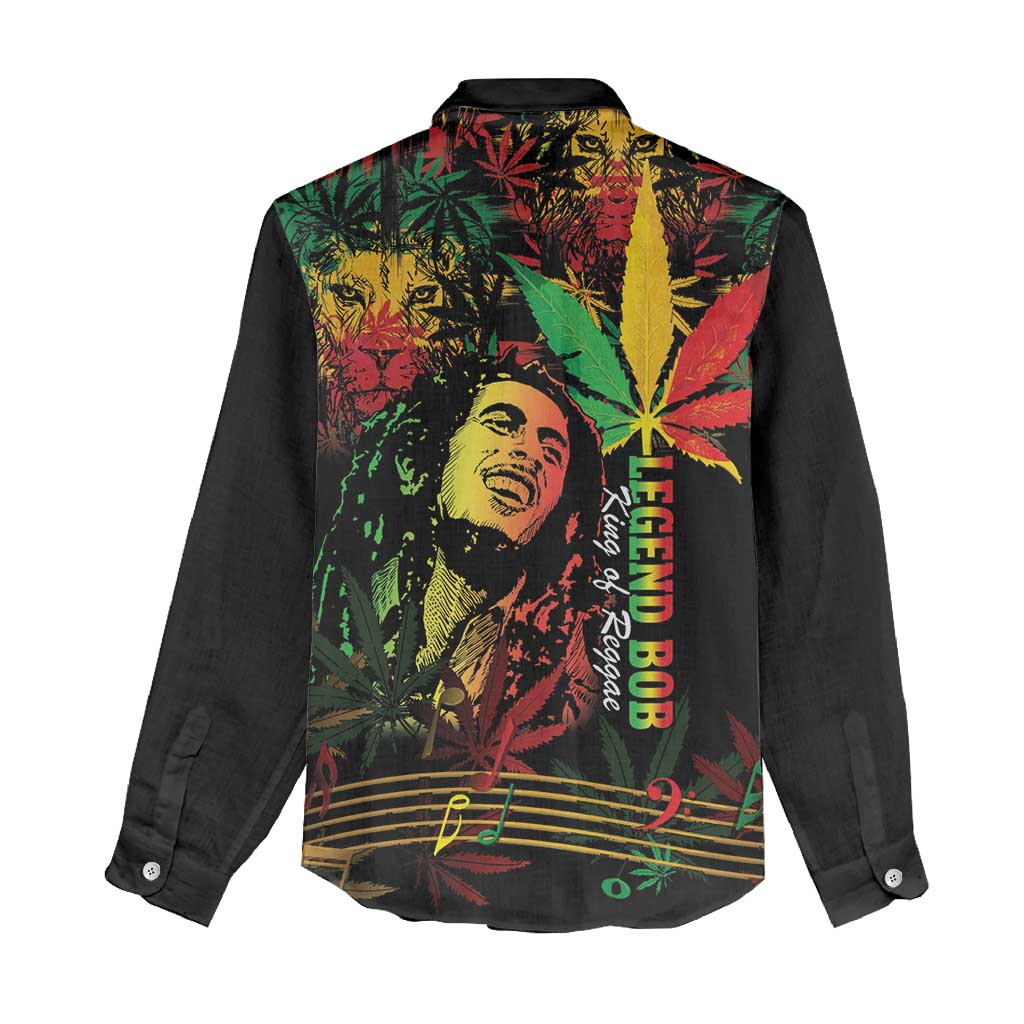 King Of Reggae Legend Bob Women Casual Shirt Rasta Cannabis - African Pride
