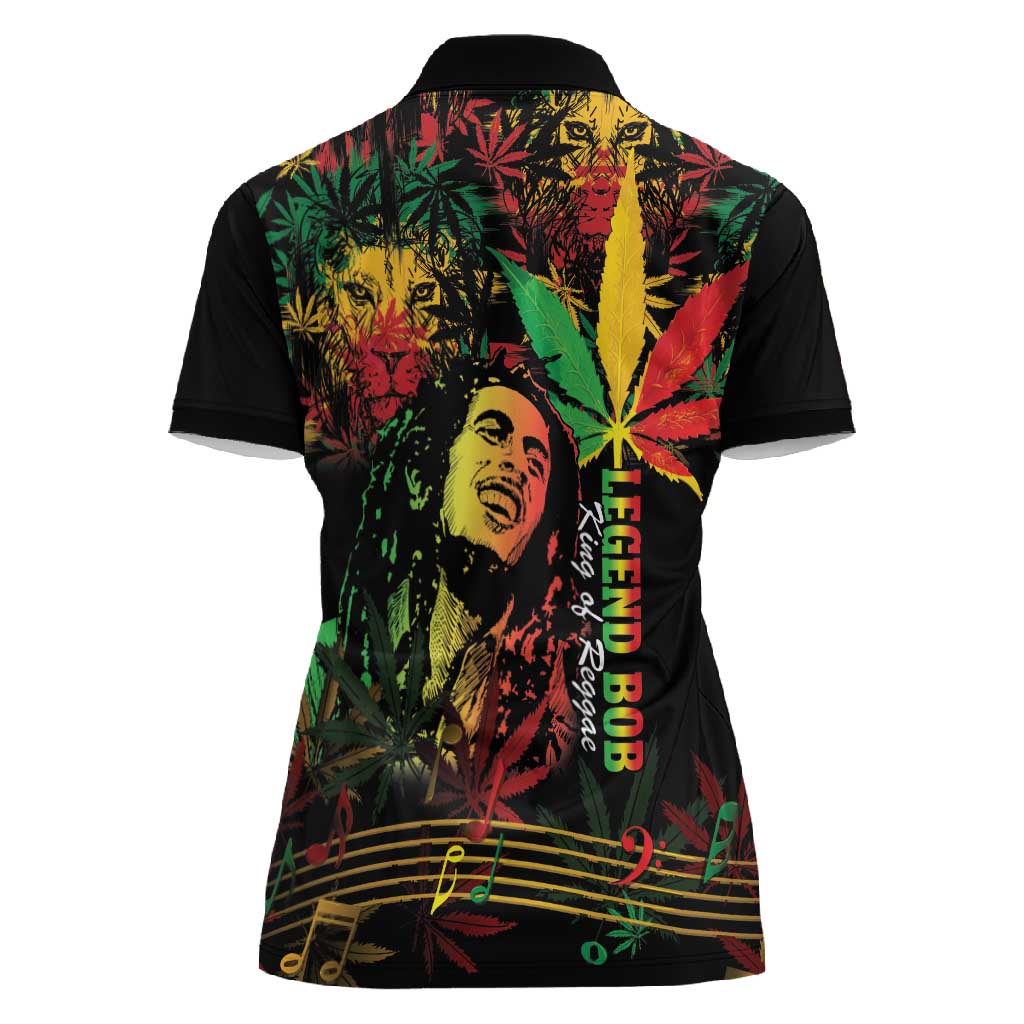 King Of Reggae Legend Bob Women Polo Shirt Rasta Cannabis - African Pride