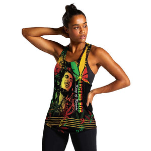King Of Reggae Legend Bob Women Racerback Tank Rasta Cannabis - African Pride