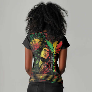 King Of Reggae Legend Bob Women V-Neck T-Shirt Rasta Cannabis - African Pride